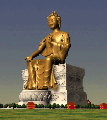 Computer generated images of the bronze statue of Maitreya